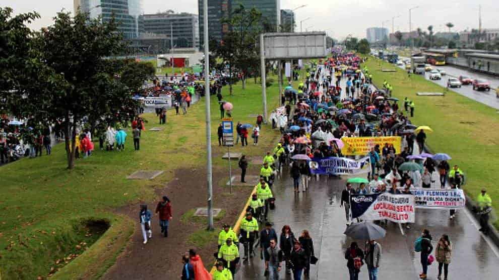 protestas de este jueves en Bogotá