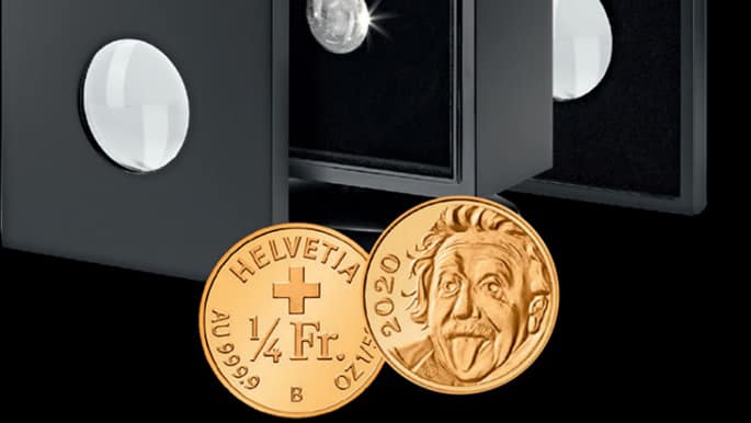 Einstein en la moneda más pequeña del mundo