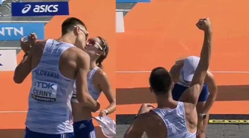 Pedida de mano en mundial de atletismo