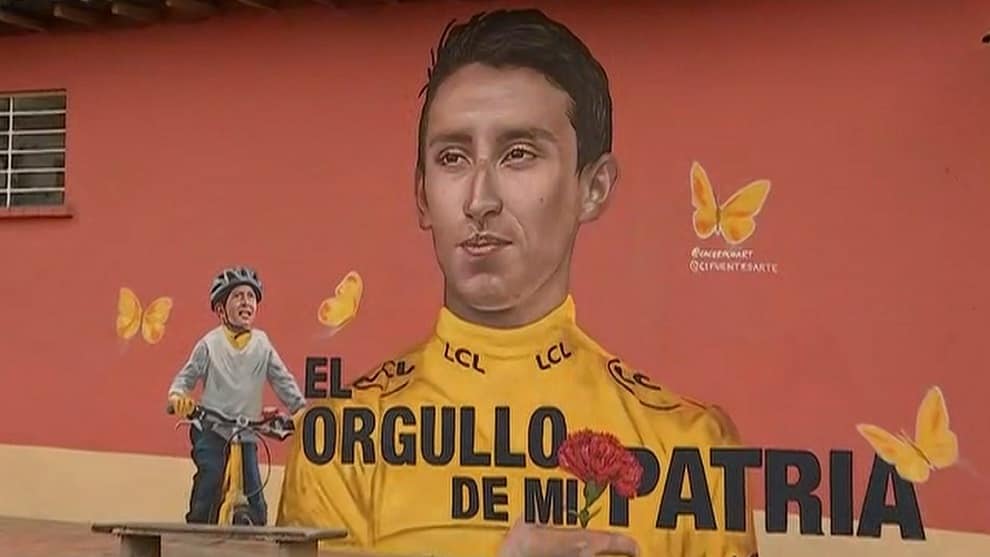 El mural que fue hecho cómo homenaje a Egan Bernal en Zipaquirá
