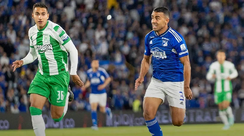 El travesaño salva a Millonarios contra Nacional: video de los remates de Eric Ramírez y Yair Mena