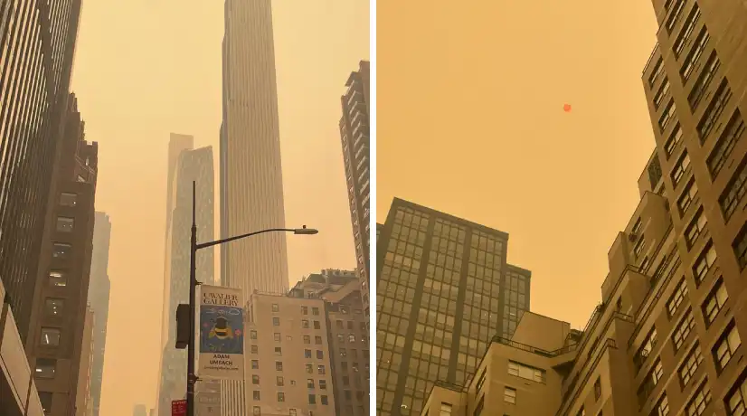 Niebla naranja en Nueva York provocada por incendios en Canadá ocasionó ...
