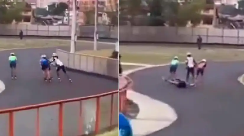 Video: patinadora genera indignación en redes al empujar a rival que terminó en el hospital