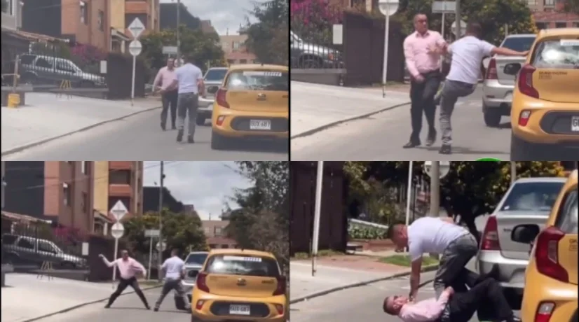 Pelea taxista y conductor en vía pública en Bogotá