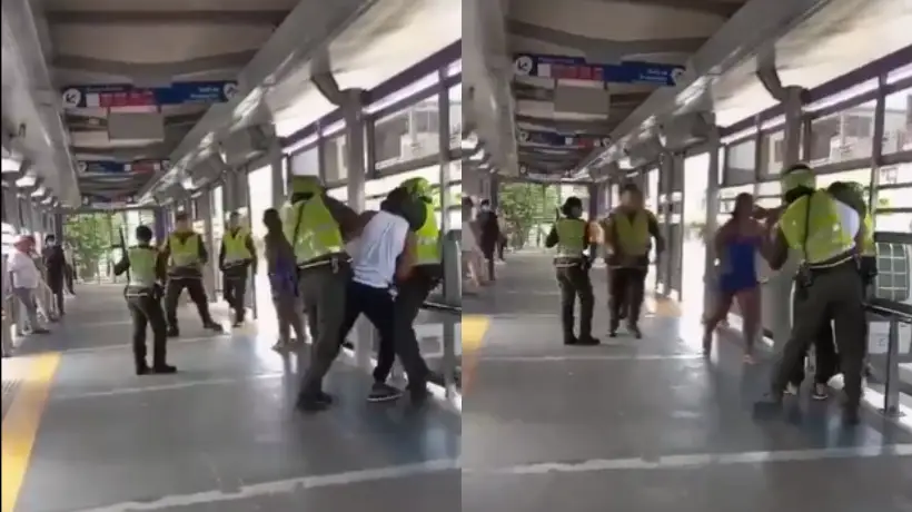 Video: una pareja protagonizó fuerte pelea contra patrulleros en el Mío, en Cali