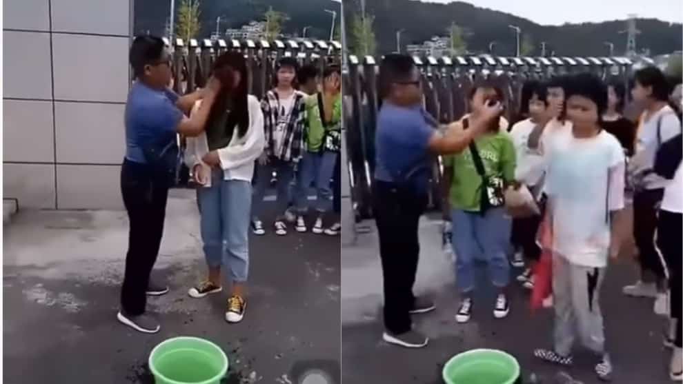 Profesor le limpia la cara a alumnas que usan maquillaje en el colegio