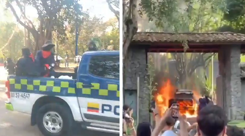 Patrulla de Policía fue quemada en la Universidad de Antioquia: alcalde de Medellín se pronunció.