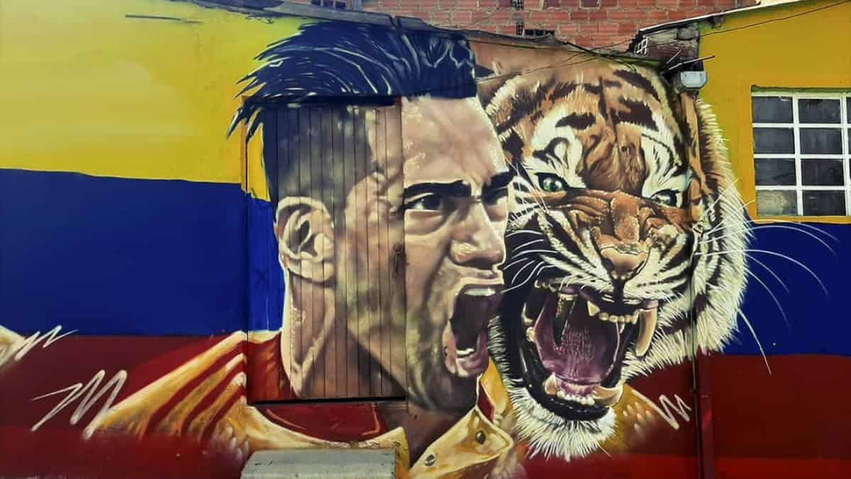 Falcao agradeció el mural que le hicieron en un barrio de Bogotá