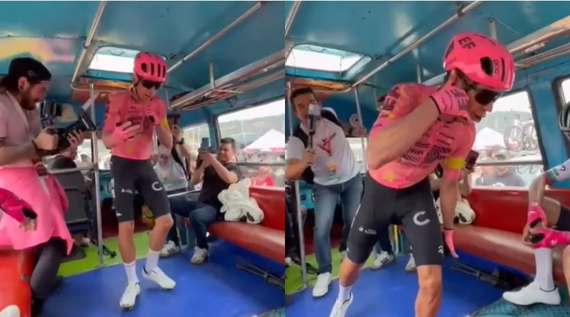 Foto: Redes Sociales Video: Rigoberto Urán sorprendió en el Tour Colombia al cantar sus canciones en plena chiva