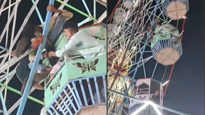 ¡Terrorífico! Mujer quedó atrapada del cabello en una rueda de la fortuna en India