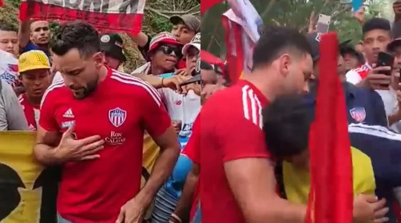 Sebastián Viera no aguantó las lágrimas en el homenaje que le hicieron hinchas del Junior: video