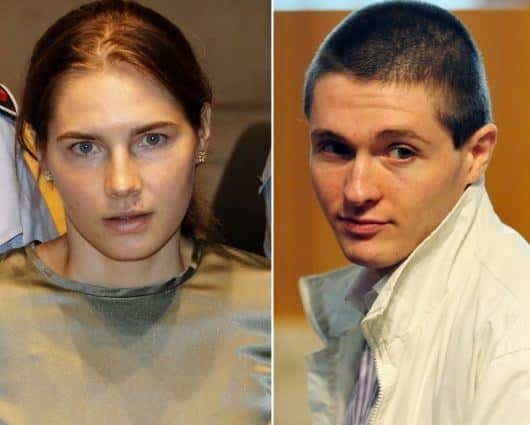 La estudiante estadounidense Amanda Knox y su exnovio italiano Raffaele Sollecito. Foto: AFP