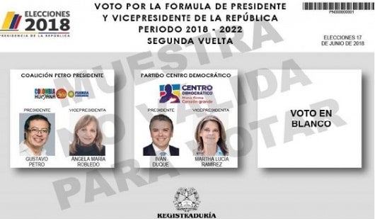 FOTO: Tarjeton elecciones presidenciales 2018/ NoticiasRCN.com
