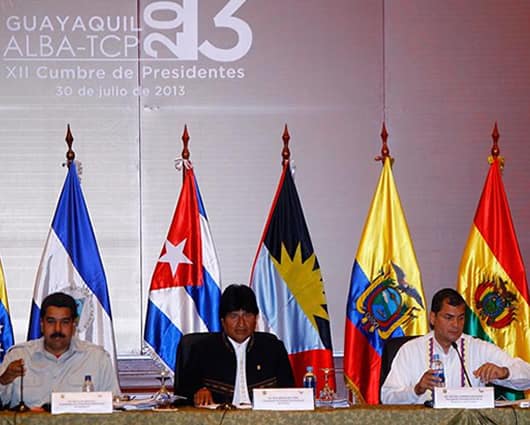 Los presidente Nicolás Maduro, Evo Morales y Rafael Correa. Foto: EFE
