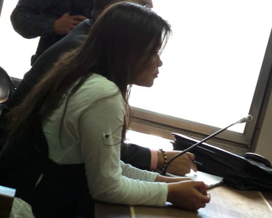 Alejandra Salazar durante la lectura de la sentencia. Foto: Juan Fernando Tabares
