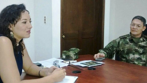 General secuestrado Rubén Daríio Alzate y abogada Gloria Urrego. AFP