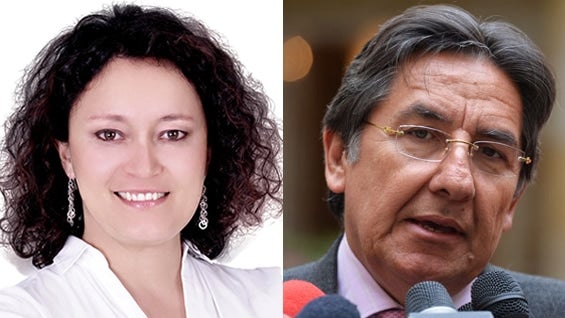 Angélica Lozano, representante por Bogotá, y el ministro de la Presidencia, Néstor Humberto Martínez.