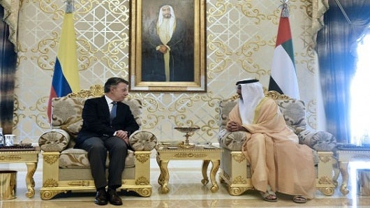 Foto: Presidente Juan Manuel Santos y el Príncipe Heredero de Abu Dhabi, Sheikh Mohammed bin Zayed Al Nahyan / Presidencia.