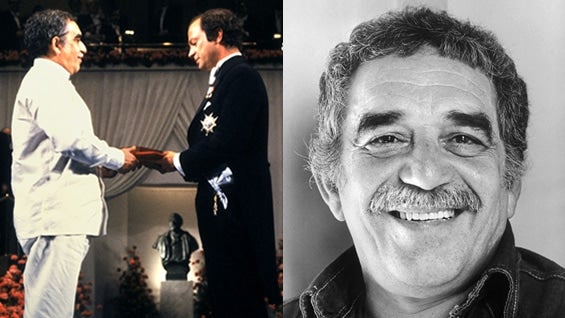 Gabriel García Márquez recibió el Premio Nobel de Literatura de la mano del rey Carlos Gustavo de Suecia el 10 de diciembre 1982. Foto: Archivo AFP.