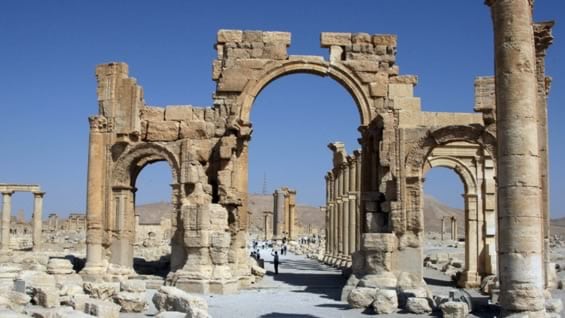 Arco de Triunfo destruido por el EI. Foto: AFP