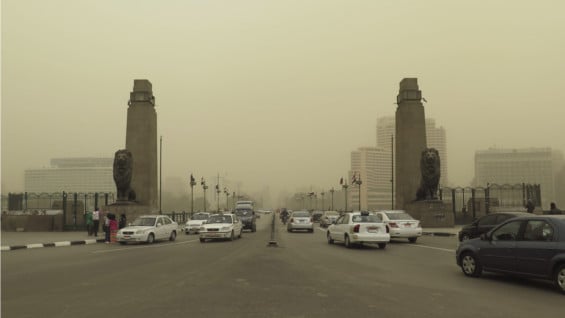 Perspectiva de la tormenta de arena en Egipto. Foto: EFE
