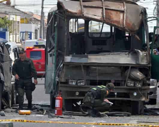 El atentado se perpetró el 15 de mayo de 2012 en Bogotá. AFP