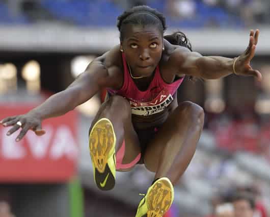 La colombiana Caterine Ibargüen, una de las favoritas al título en el triple salto del Mundial. Foto: AFP.