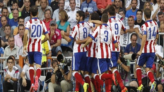 Jugadores del Atlético de Madrid celebraron el triunfo. Foto: EFE.