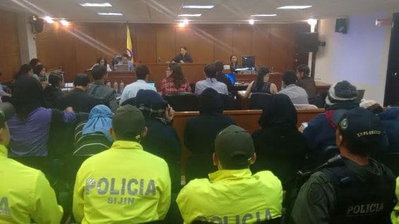 Audiencia contra los 13 capturados por atentados en Bogotá. Foto: RCN La Radio.