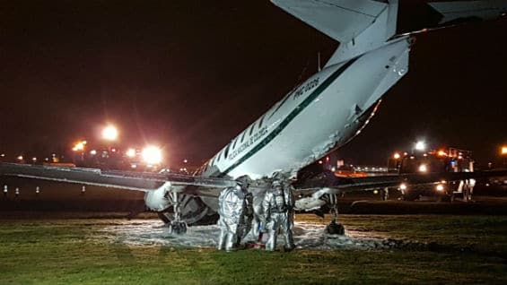 Así quedó la avioneta en la que viajaba el ministro del Interior, Juan Fernando Cristo. Foto Noticias RCN