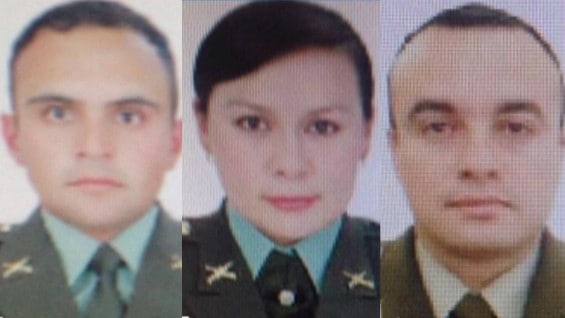 Patrulleros Manuel Pacheco y Marta Correa, y mayor Ricardo Romero.