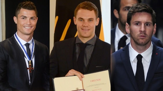 Ronaldo, Neuer y Messi fueron los finalistas. Foto: AFP