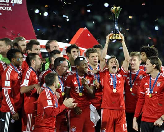 Así celebraron los jugadores del Bayern Múnich su triunfo ante el Raja Casablanca. Foto: AFP.