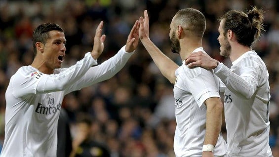 Los tres delanteros del Madrid marcaron gol en este encuentro.