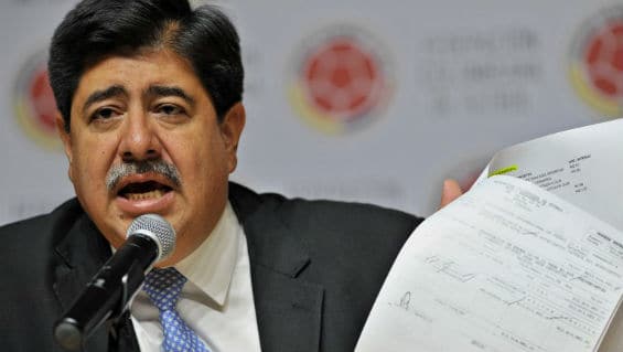 El expresidente de la Federación Colombiana de Fútbol, Luis Bedoya. Foto Agencia AFP
