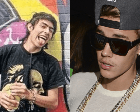 El fallecido Diego Felipe Becerra y el cantante Justin Bieber. Foto: RCN/AFP