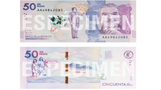 Nuevo billete de 50.000 pesos. Foto: Banco de la República.