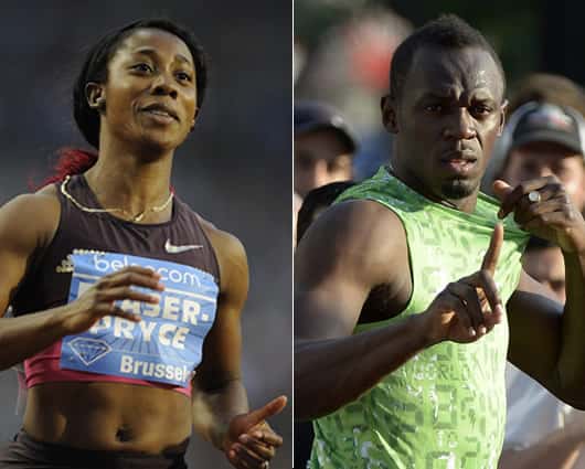 Fraser-Pryce y Usain Bolt. AFP