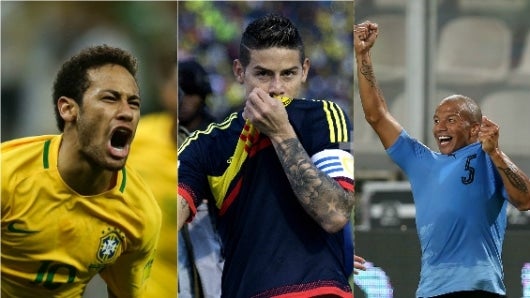 Brasil, Colombia y Uruguay ocupan los tres primeros lugares de la eliminatoria. Fotos: AFP.