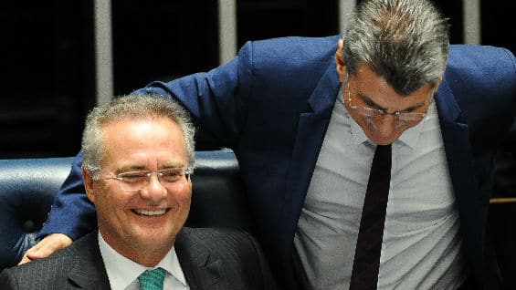 Renan Calheiros (Izq) - Romero Jucá (der) son investigados por el caso Petrobras. Foto AFP