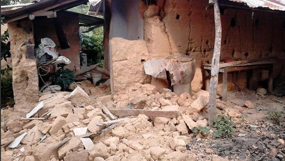 Daños ocasionados en Cáchira tras el temblor del pasado martes. Foto: @PaolaCely93.