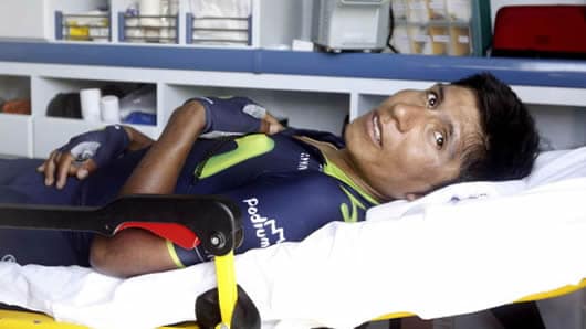 Una segunda caída dejó por fuera a Nairo Quintana de la Vuelta a España. Foto: EFE
