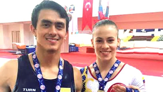 Jossimar Calvo y Catalina Escobar. Foto: Federación Colombiana de Gimnasia.