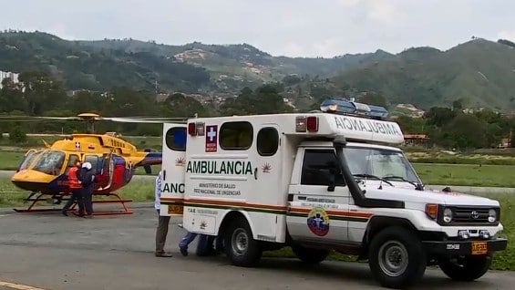 El traslado de la víctima se realizó en un helicóptero medicalizado. Foto: Noticias RCN.