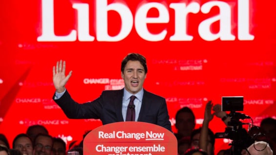 Justin Trudeau celebra su triunfo. Foto: AFP