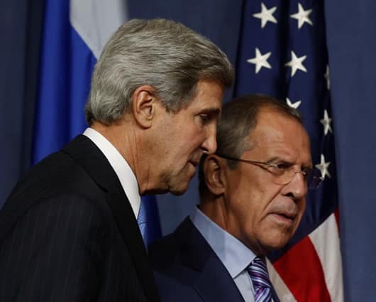 Los cancilleres de Estados Unidos y Rusia, John Kerry y Serguei Lavrov. Foto: AFP