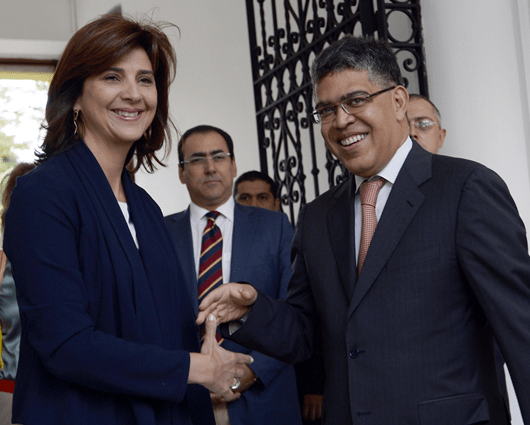 María Ángela Holguín y Elías Jaua. Foto: AFP.