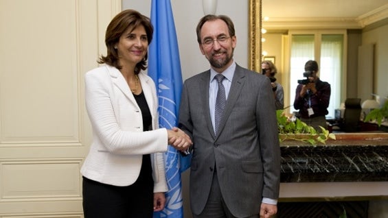 Canciller María Ángela Holguín y Zeid Ra’ad Al Hussein. Foto Cancillería