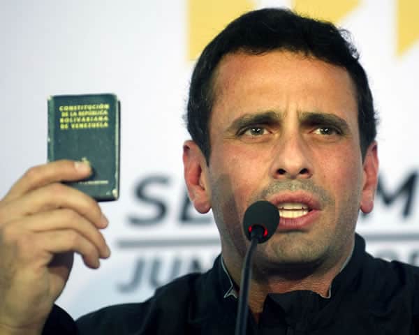 El líder de la oposición venezolana, Henrique Capriles. Foto: AFP.