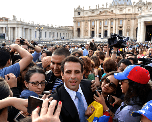El líder opositor Henrique Capriles en el Vaticano. Foto: AFP.
